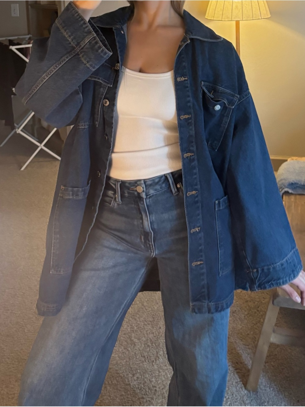 Dark Blue Oversized Denim Jean Jacket